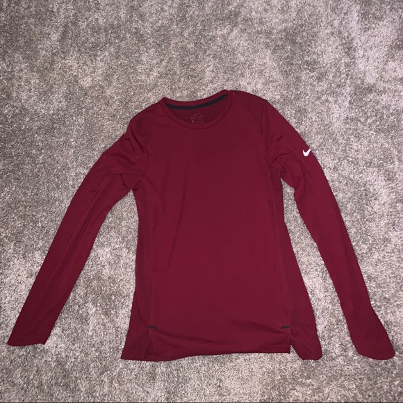 Nike Dri Fit Dark Red Longsleeve Shirt